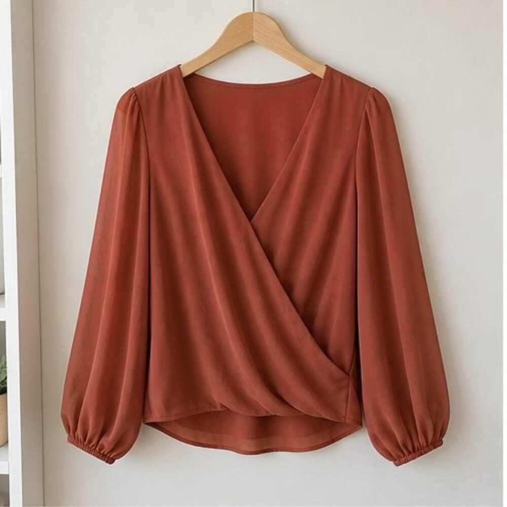 Rust Ruffle Blouse